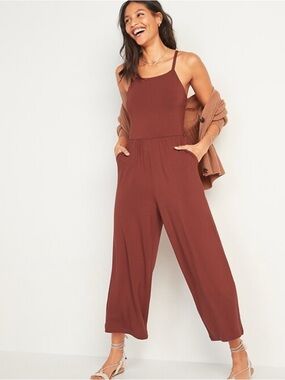 Old Navy Jersey Rust Boho Hippie Cami Spaghetti-Strap Jumpsuit Romper size large